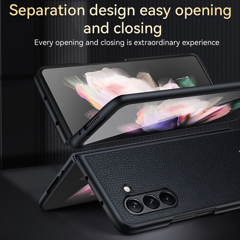 SULADA Pro Samsung Galaxy Z Fold5 5G Litchi Texture Slim Case PU Leather Coated PC TPU Kryt telefonu SULADA Pro Samsung Galaxy Z Fold5 5G Litchi Texture Slim Case PU Leather Coated PC TPU Kryt telefonu